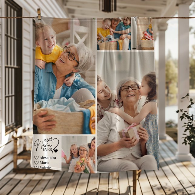 Cobertor De Velo Peronalized 5 Photo Best Nana Ever Minimalist (Criador carregado)