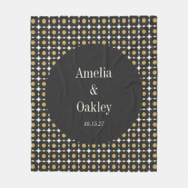 Cobertor De Velo Personalização de Casamento Floral Dourado Preto d