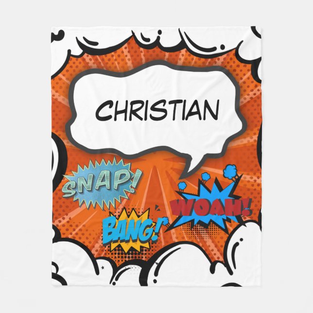 Cobertor De Velo Personalização do Bang de Pop de Livros em Quadrin (Frente)