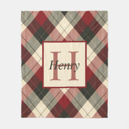 Cobertor De Velo Personalizada a Borgonha, Cinzas Escuras e Xadrez 