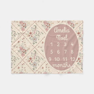 Cobertor De Velo Personalizada Garota do Bebê - Milestone Personali