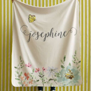 Cobertor De Velo Personalizada Garota Floral de Borboleta de Cores