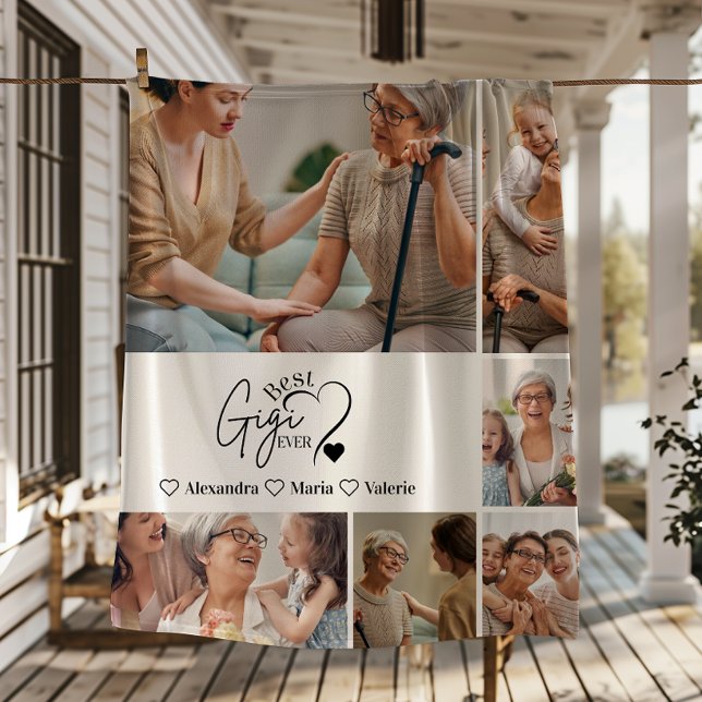 Cobertor De Velo Personalizado 6 Fotos Melhor Gigi Já Minimalista (Criador carregado)