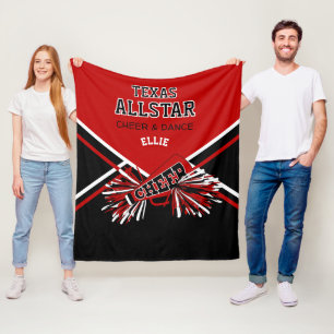 Cobertor De Velo Personalizado - Cheerleader 📣 - Vermelho, Preto e