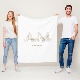 Cobertor De Velo Personalizado Com Nome Monograma Moderno Dourado B