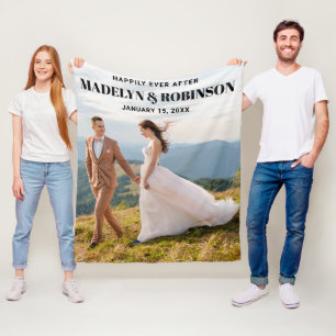 Cobertor De Velo Personalizado Felizmente Após O Casamento De Fotos
