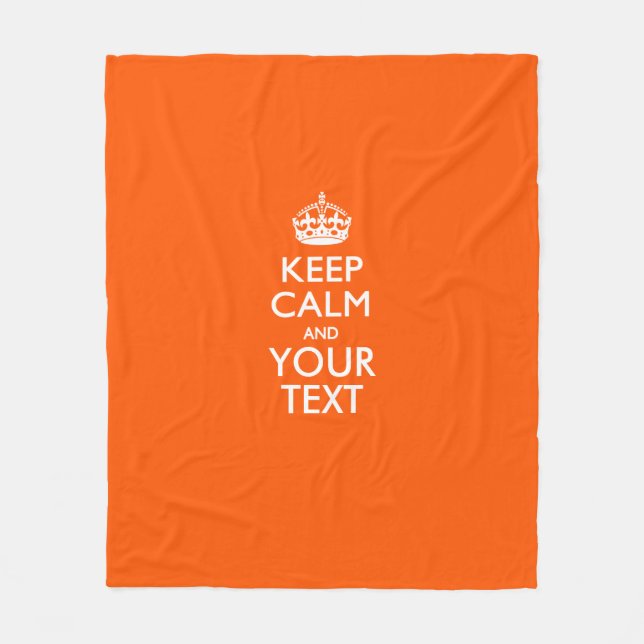 Cobertor De Velo Personalizado Mantenha Calmo E Seu Texto Laranja (Frente)