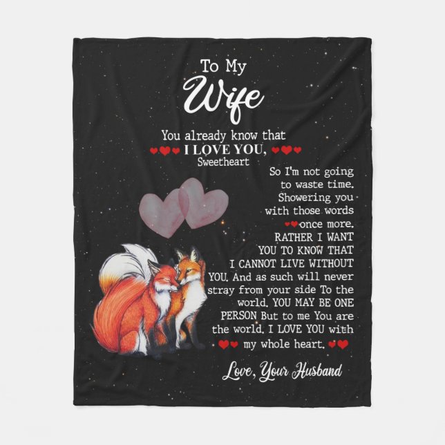 Cobertor De Velo Personalizado Para Minha Esposa Em Aberto (Frente)