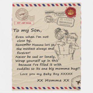 Cobertor De Velo Personalizado Para O Meu Filho, Carta Da Mãe Blan