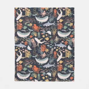 Cobertor De Velo Personalizado Vida marinha