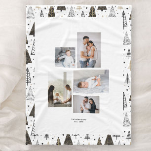 Cobertor De Velo Personalizar 5 Fotos Nome Colagem Pinheiros de inv