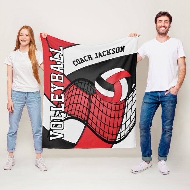 Cobertor De Velo Personalizar - Design de Voleibol 🏐 - Vermelho e  (In Situ)