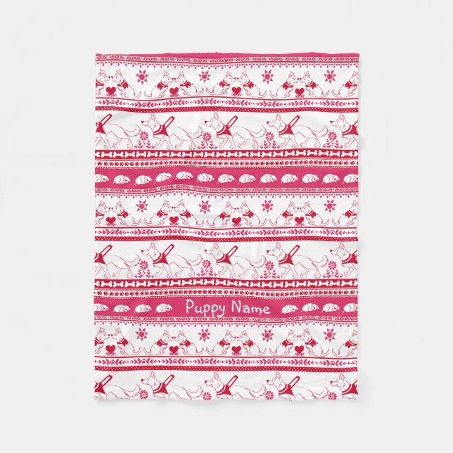 Cobertor De Velo Personalizar guia do German shepherd Cachorro Verm (Frente)