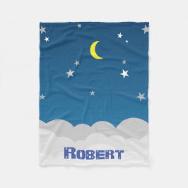 Cobertor De Velo Personalizar Meninos Azul e Branco Starry Sky Moon