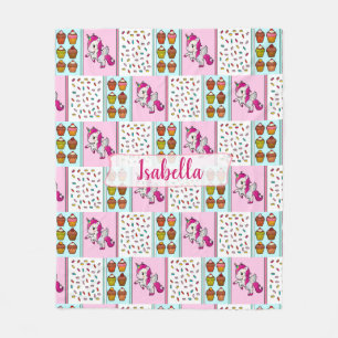 Cobertor De Velo Personalizar Unicórnio, Cupcakes e borrifados