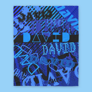 Cobertor De Velo Personalizável Qualquer Nome ou Palavra Azul e P