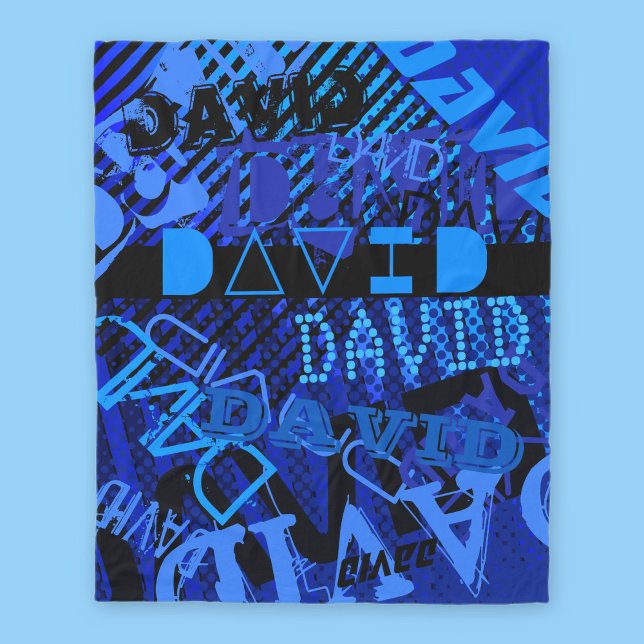 Cobertor De Velo Personalizável Qualquer Nome ou Palavra | Azul e P (Criador carregado)