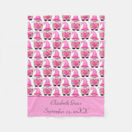 Cobertor De Velo Personalize Gnome Rosa Floresta Escandinava Fofo