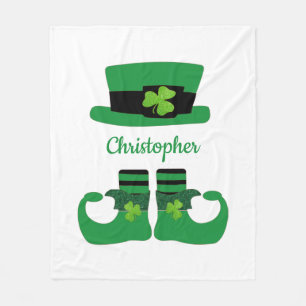 Cobertor De Velo Personalize o Leprechaun Verde Preto do Dia de São