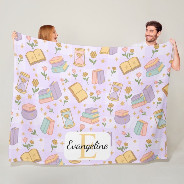 Cobertor De Velo Personalized Bookish Magic Purple Pastel Girly (In Situ)
