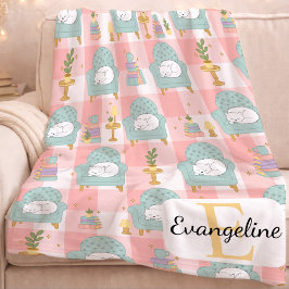 Cobertor De Velo Personalized Cozy Aesthetic Cat Pattern Girl Pink