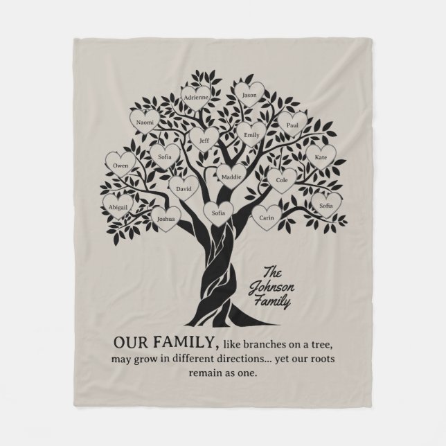 Cobertor De Velo Personalized Family Tree Black And Tan (Frente)