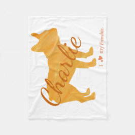 Cobertor De Velo Personalized French Bulldog Pastel Orange  Frenchi