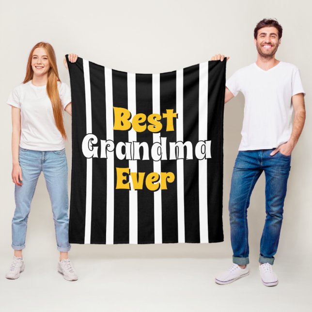 Cobertor De Velo Personalized grandma black &white stripes (In Situ)