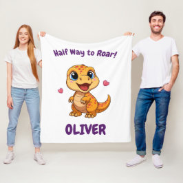 Cobertor De Velo Personalized Halfway to One Dinosaur 6 Month