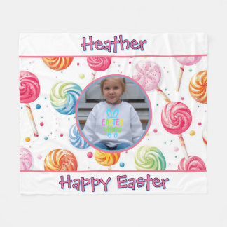 Cobertor De Velo Personalized Happy Easter Lollipop Candy Photo