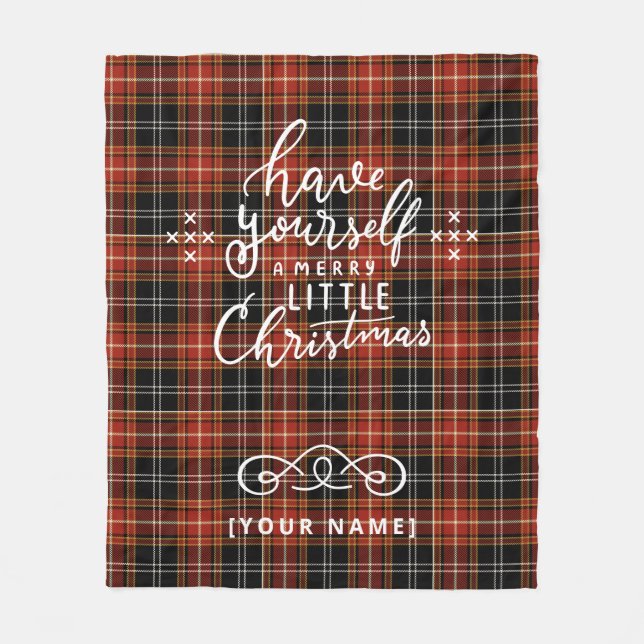Cobertor De Velo Personalized Holiday Plaid Fleece Blanket (Frente)