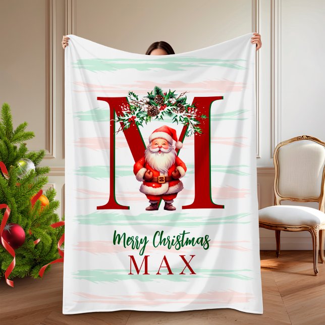 Cobertor De Velo Personalized Kids Christmas Blanket with Santa (Personalized Kids Christmas Blanket with Santa)