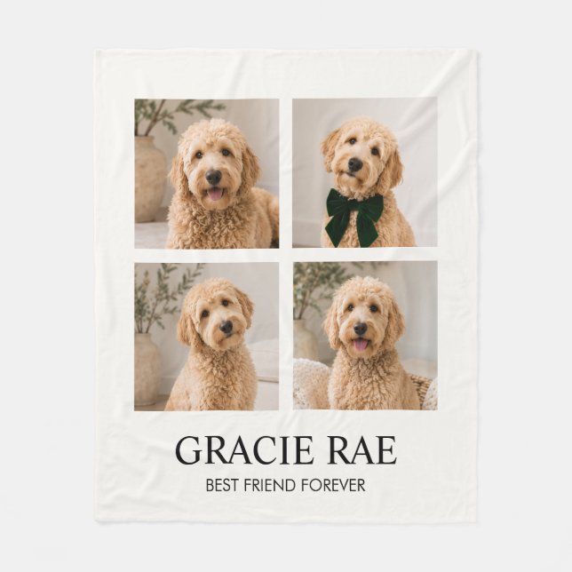 Cobertor De Velo Personalized Modern Pet Photo Collage (Frente)