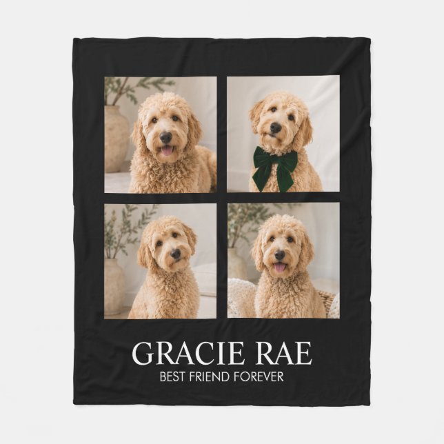 Cobertor De Velo Personalized Modern Pet Photo Collage (Frente)