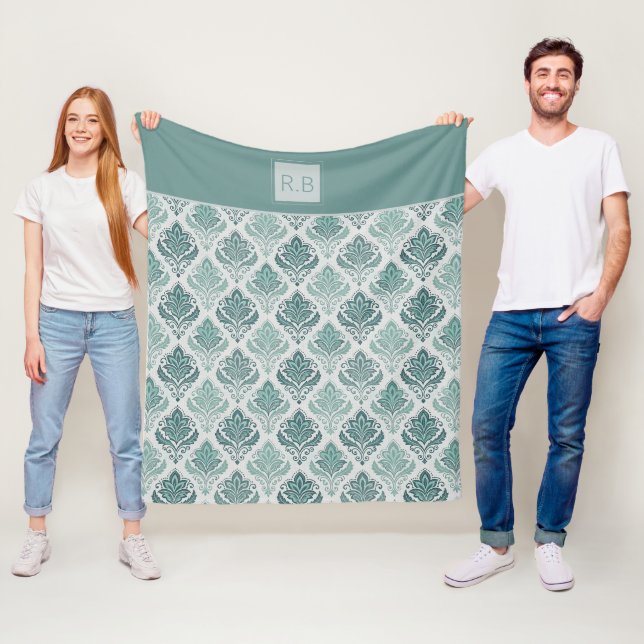 Cobertor De Velo Personalized Modern Teal Nordic Damask (In Situ)