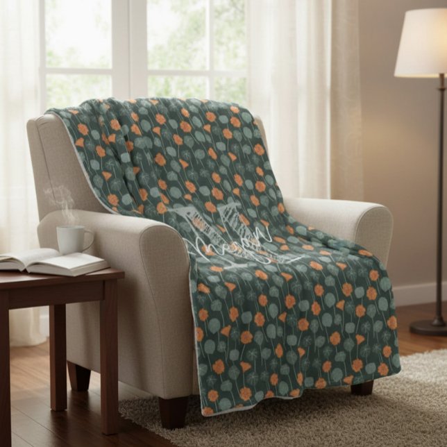 Cobertor De Velo Personalized Monogram Floral Doodle Fleece Blanket (Criador carregado)