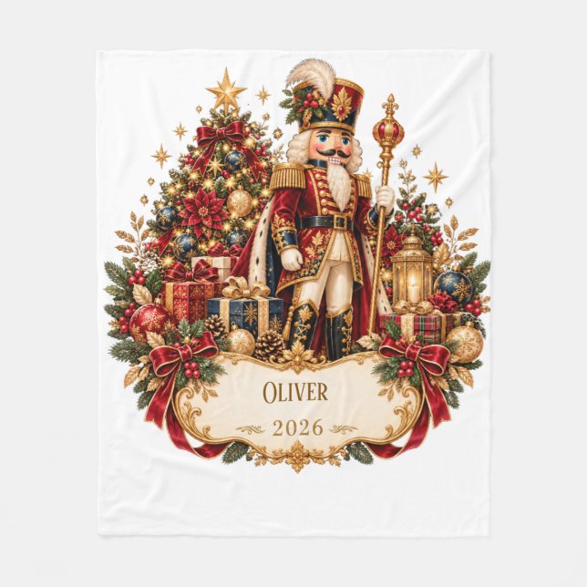 Cobertor De Velo Personalized Nutcracker Christmas Blanket with Nam (Frente)