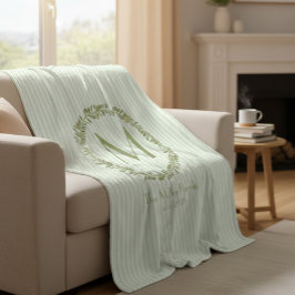 Cobertor De Velo Personalized Olive Wreath Monogram 