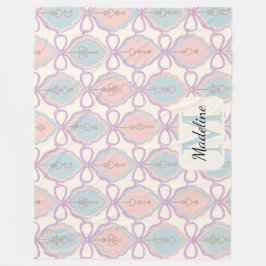 Cobertor De Velo Personalized Pastel Bows Monogram Name Blanket