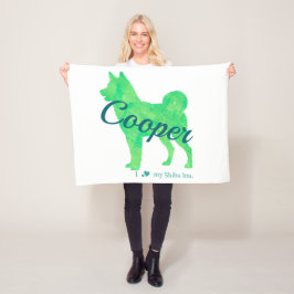 Cobertor De Velo Personalized Pastel Green Color Shiba Inu Dog 柴犬
