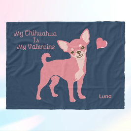 Cobertor De Velo Personalized Pastel Pink Chihuahua Valentine