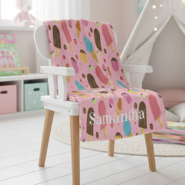 Cobertor De Velo Personalized Pink Ice Cream Pattern