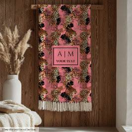 Cobertor De Velo Personalized pink watercolor leopard skin modern