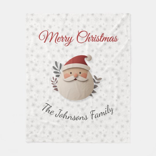 Cobertor De Velo Personalized Santa Christmas – Custom Family Name (Frente)