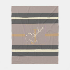 Cobertor De Velo Personalized Taupe Gold Stripe Modern Neutral Chic
