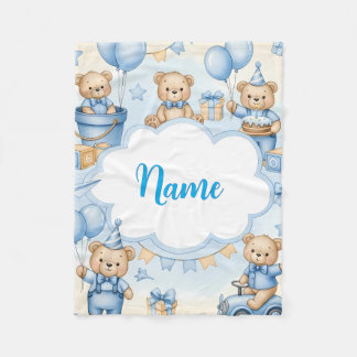 Cobertor De Velo Personalized Teddy Bear Baby Blanket with Name
