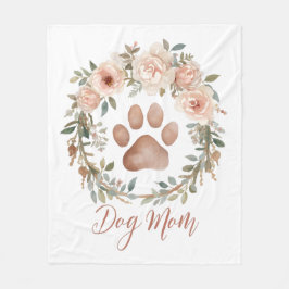Cobertor De Velo Personalized Watercolor Floral Paw Print Dog Mom