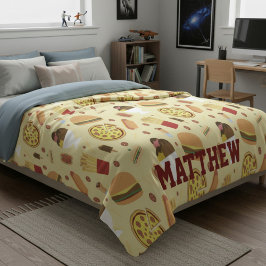 Cobertor De Velo Personalized with Name Fast Food Fleece Blanket