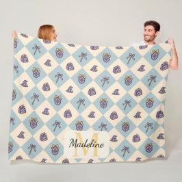 Cobertor De Velo Personalized Wizard School Blue Monogram Name