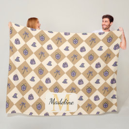 Cobertor De Velo Personalized Wizard School Gold Monogram Name